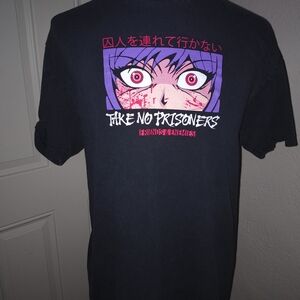 Black Graphic T-Shirt with Anime Design